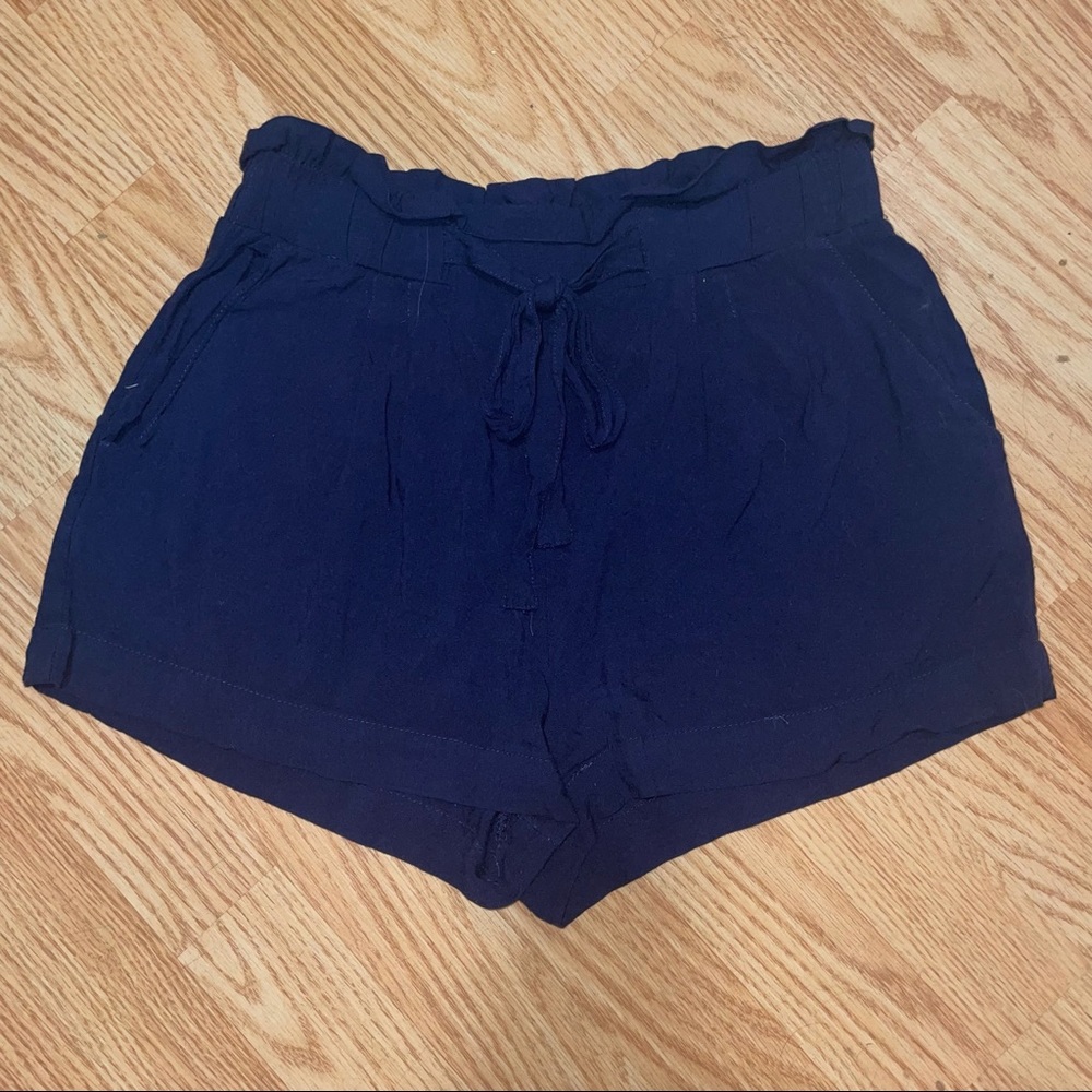 navy blue high waisted shorts